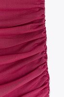 DRAPED HALTER TULLE DRESS