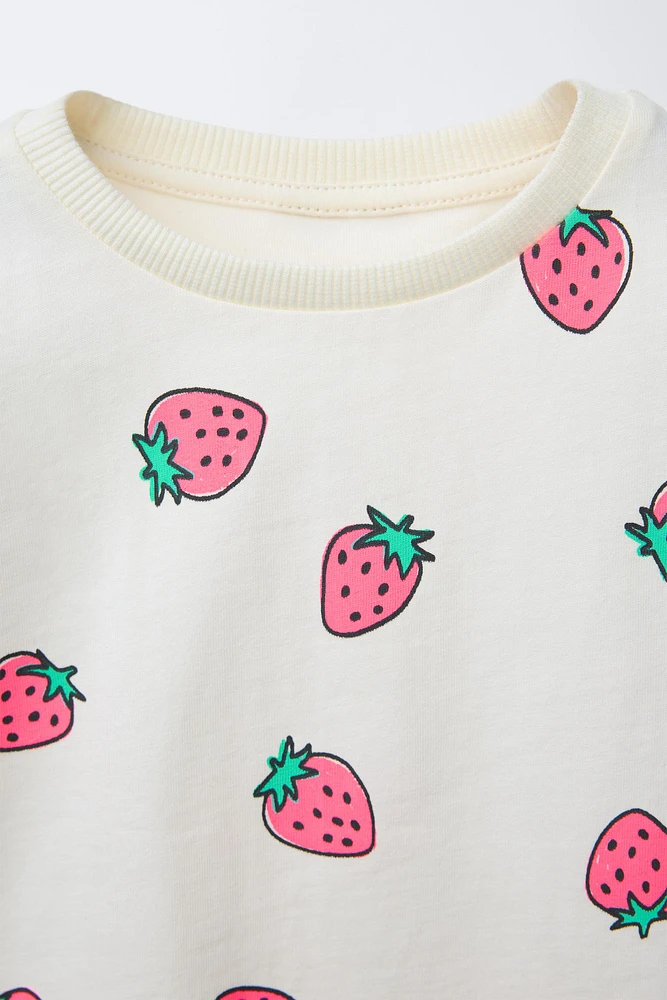 PRINTED RIBBED T-SHIRT AND BERMUDA SET
