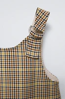 CHECKERED PINAFORE DRESS WITH PLEATS