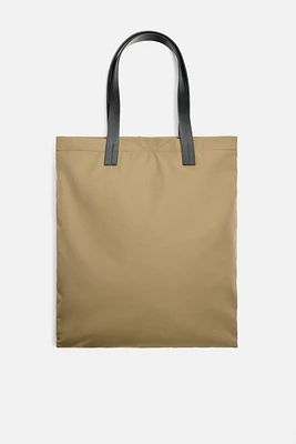 FABRIC AND LEATHER SHOPPER BAG