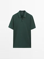 Slim fit cotton blend polo shirt