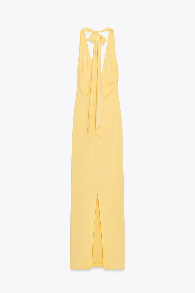 OPEN BACK HALTER LONG DRESS