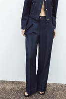 CONTRAST TOPSTITCHING WIDE-LEG PANTS