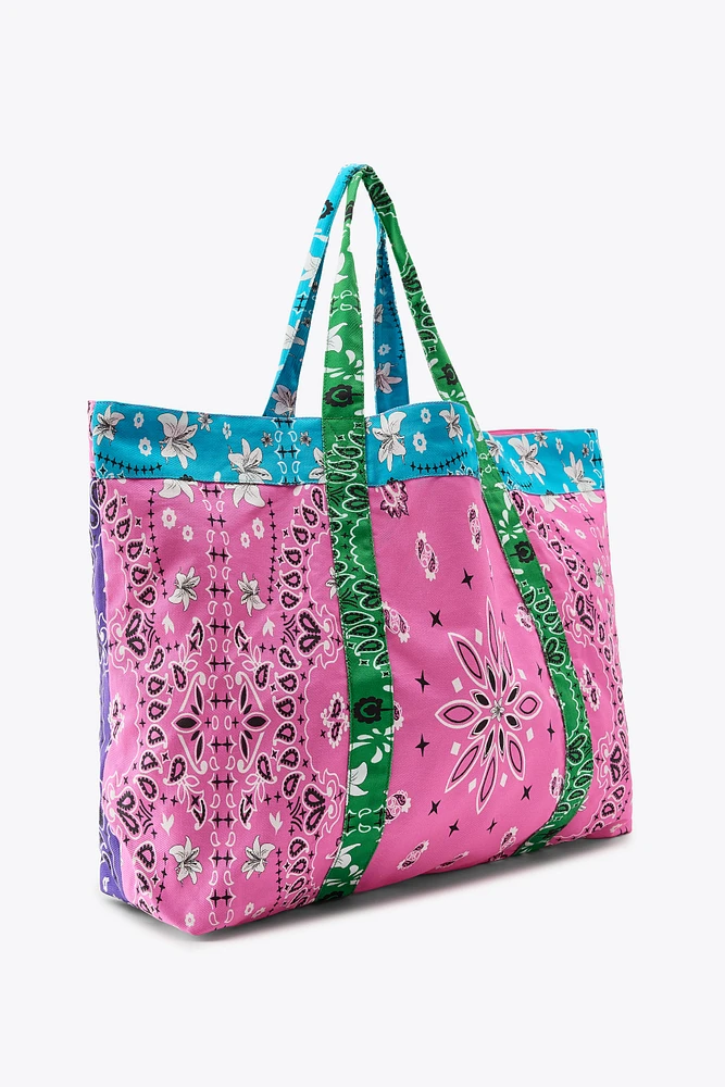 PRINTED TWILL MAXI BAG