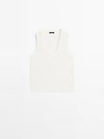 T-shirt sans manches en coton mercerisé