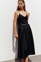 BELTED COMBINATION MIDI DRESS