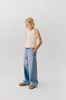 DRAWSTRING WIDE LEG JEANS