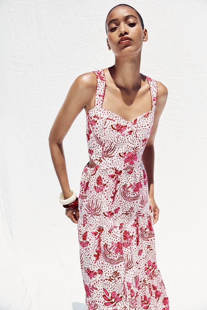 ROBE MIDI IMPRIMÉE ET AJOURÉE