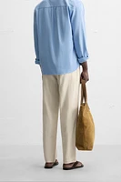 PANTALON COTON ET LIN BRODÉ PERFORÉ