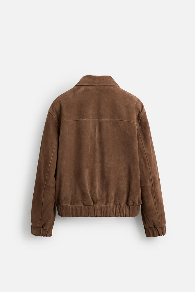 BLOUSON EN CUIR AU FINI DAIM