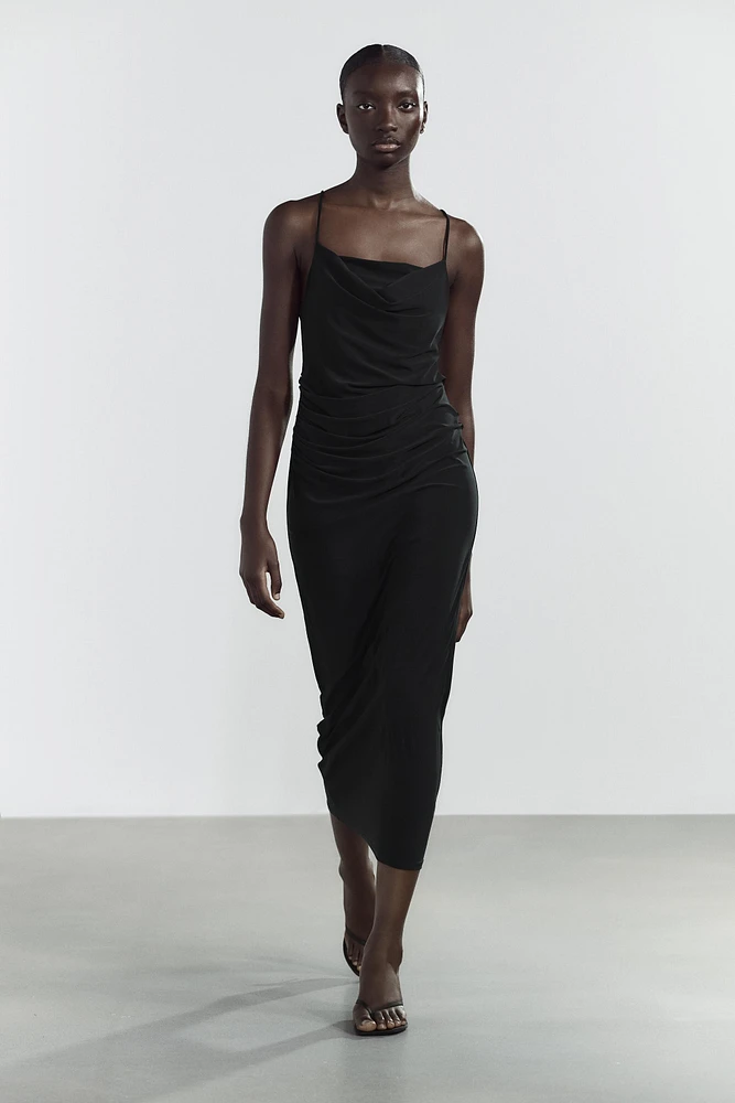 RUCHED MIDI DRESS