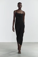 RUCHED MIDI DRESS