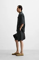 LINEN-VISCOSE OVERSIZED SHORTS