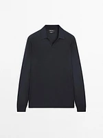 Pull polo en maille 100 % laine mérinos