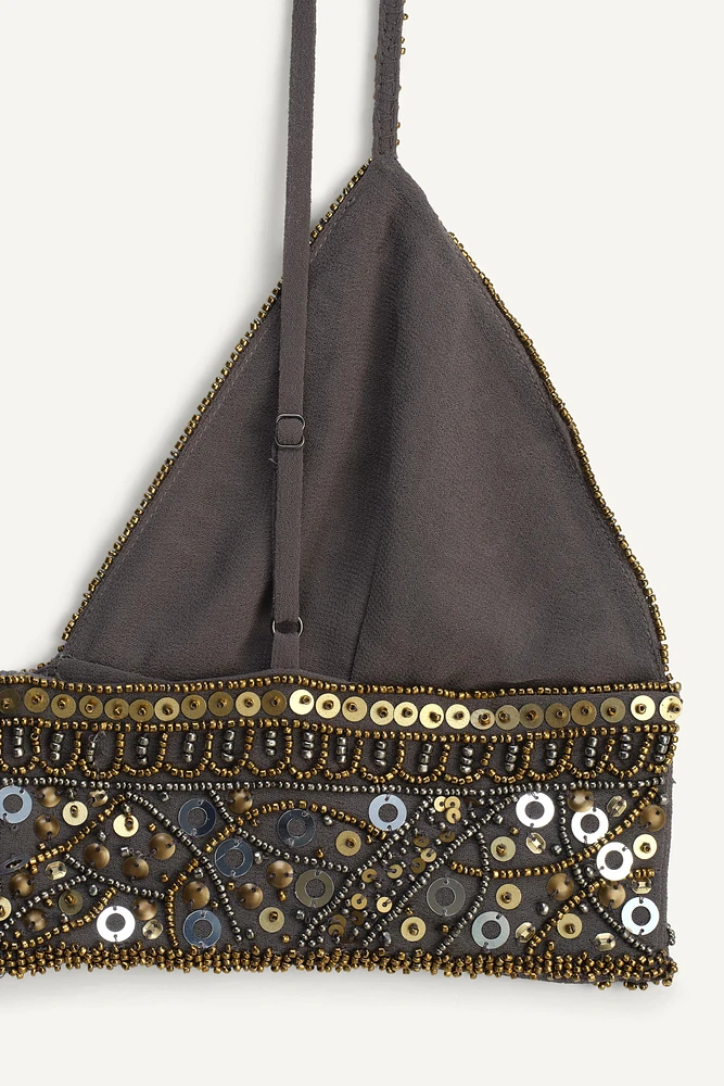 LIMITED EDITION EMBROIDERED TRIANGLE BRALETTE