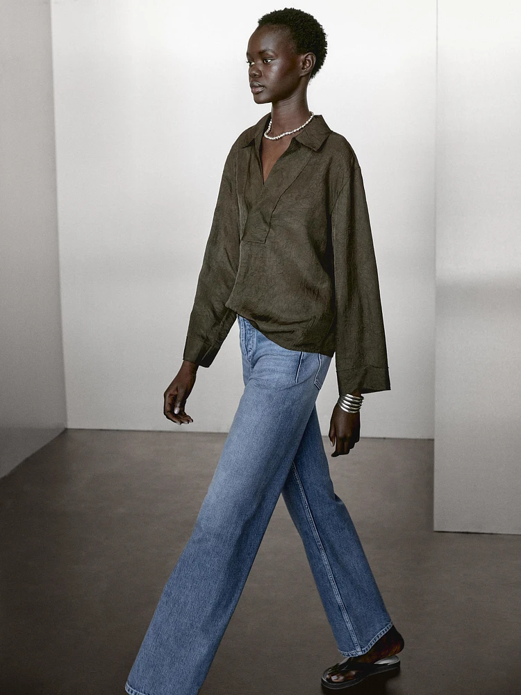 Blouse fluide à col polo