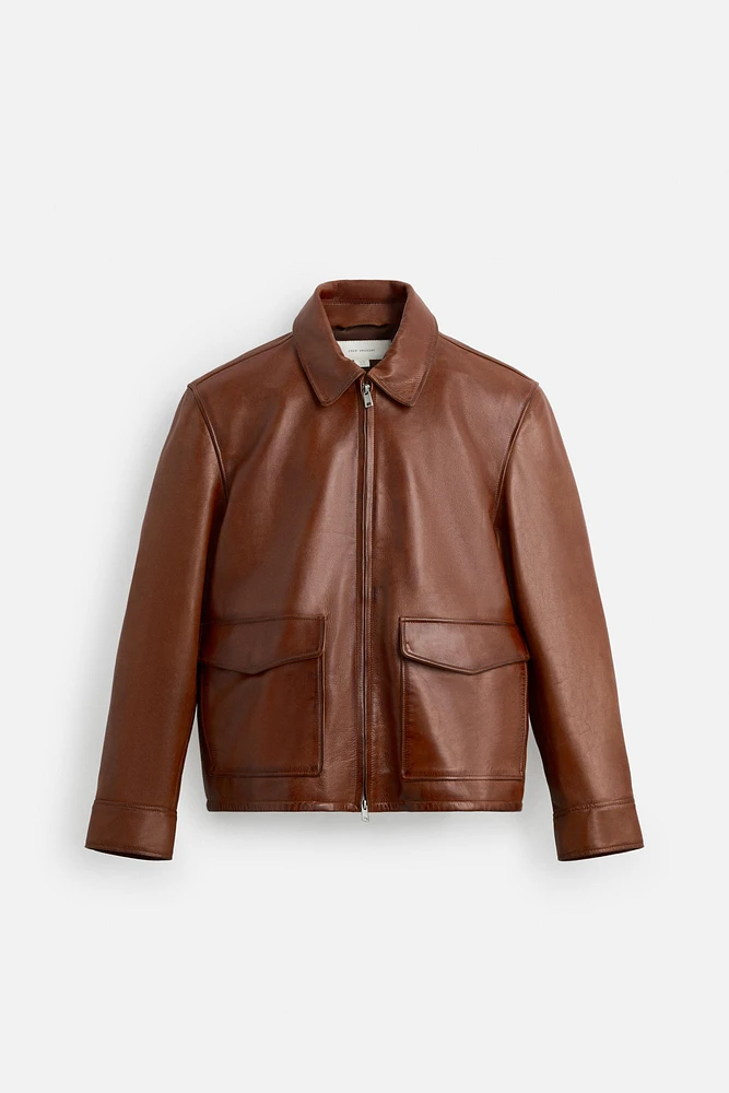 BLOUSON EN CUIR DÉLAVÉ