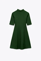 STRETCH KNIT SKATER DRESS WITH BELT