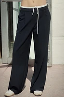 DOUBLE WAIST WIDE LEG PANTS