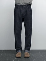Cotton blend tapered fit jeans