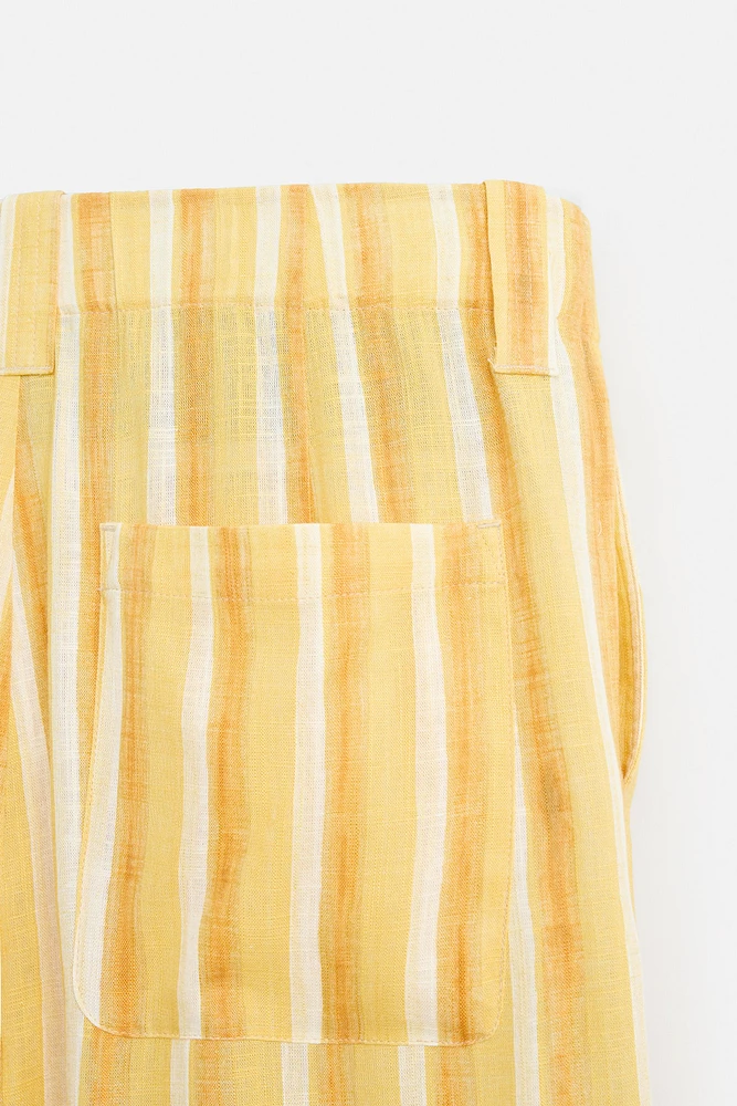 PANTALON RAYÉ VISCOSE ET LIN