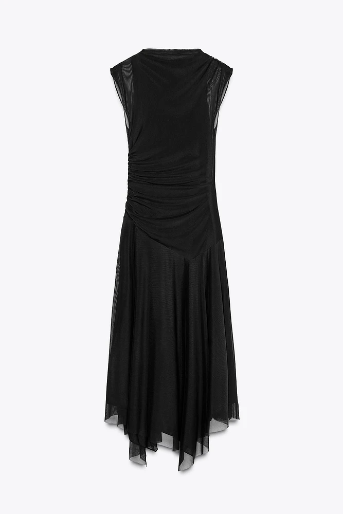 RUCHED TULLE DRESS