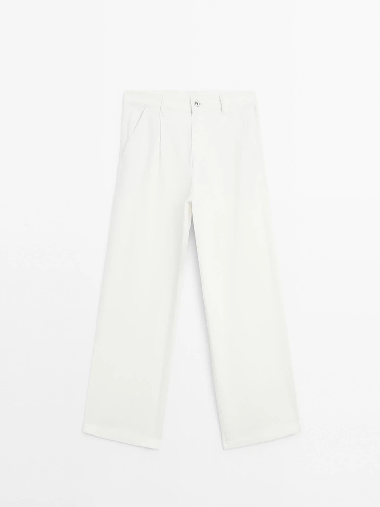 Pantalon relaxed fit taille moyenne