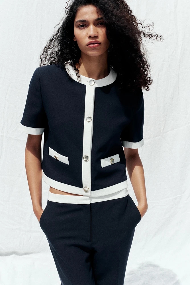 SHORT SLEEVE BLAZER WITH CONTRAST WELT