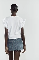 T-SHIRT EFFET DÉLAVÉ À VOLANTS