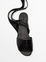 Lace-up soft leather sandals