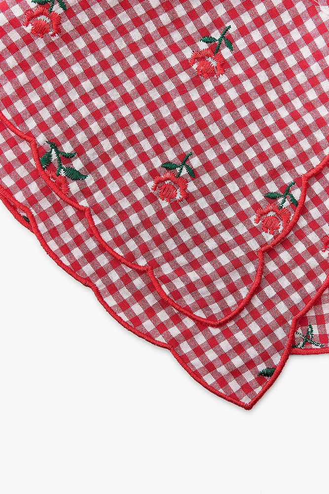 GINGHAM EMBROIDERED COLLAR