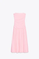 RUCHED STRAPLESS DRESS