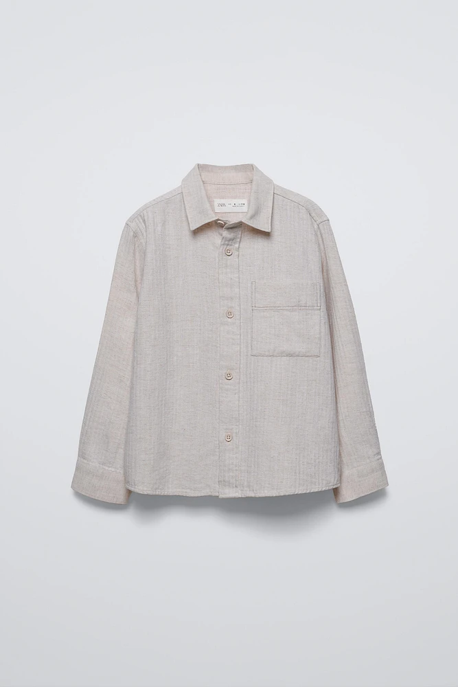 LINEN BLEND HERRINGBONE SHIRT