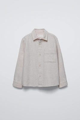 LINEN BLEND HERRINGBONE SHIRT