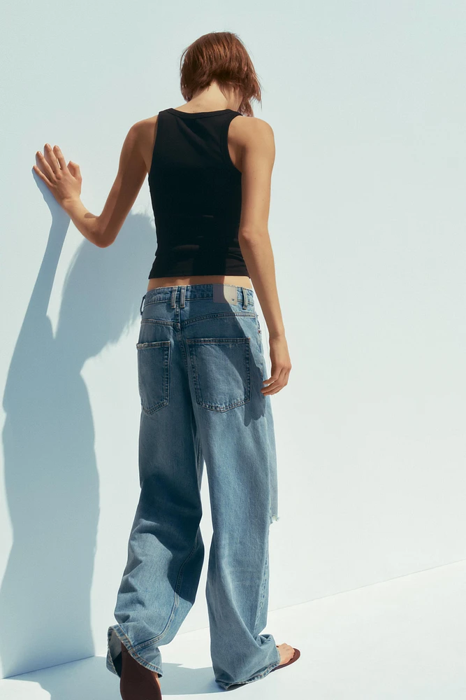 JEAN TRF COUPE AMPLE TAILLE MI-HAUTE