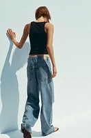 JEAN TRF COUPE AMPLE TAILLE MI-HAUTE