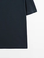 Short sleeve linen blend polo shirt