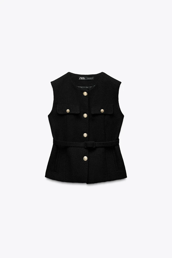 STRUCTURED BELTED VEST