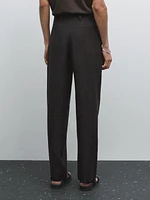 100% linen houndstooth trousers