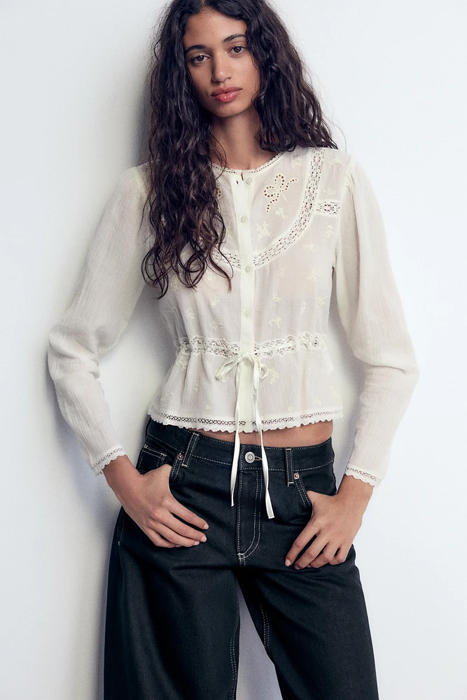 EMBROIDERED CHIFFON SHIRT