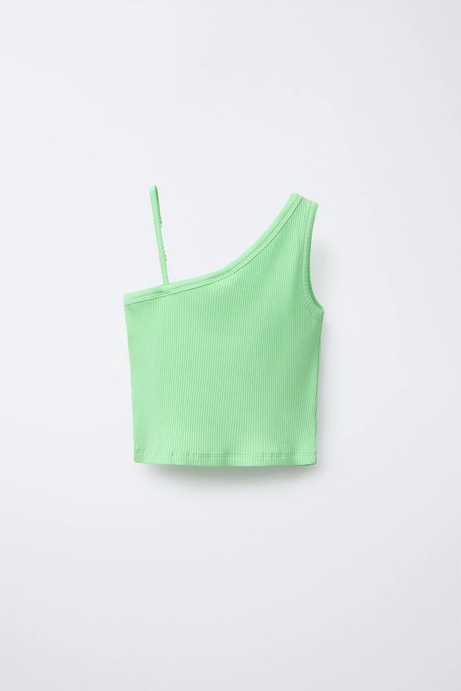 ASYMMETRIC RIBBED BEADED TOP