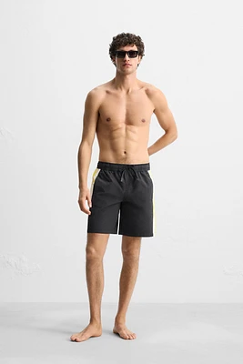 MAILLOT DE BAIN LONG À BANDES