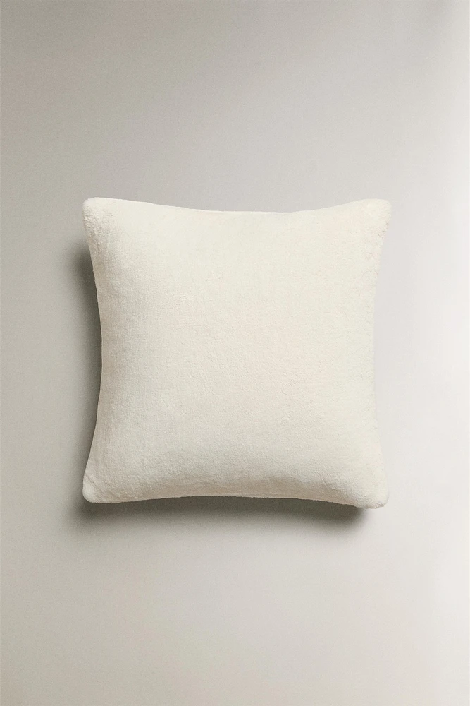 PLAIN FAUX FUR THROW PILLOW COVER