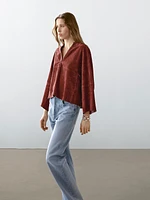 Chemise large en cuir et daim