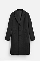 HERRINGBONE TEXTURED WOOL BLEND COAT