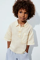 100% LINEN CONTRAST SHIRT