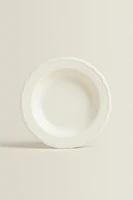 EARTHENWARE SOUP PLATE WITH RAISED-DESIGN EDGE