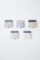 6- ANS/ LOT DE CINQ BOXERS CARREAUX DAMIER