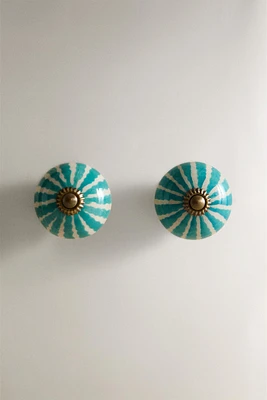 LOT BOUTONS DE PORTE CÉRAMIQUE FLEUR (LOT DE 2)