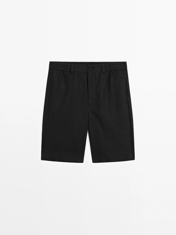 Lightweight 100% linen Bermuda shorts